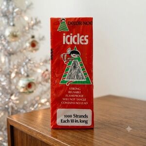 Vintage Decor Noel Silver Tinsel Christmas Tree Icicles 1000 Strands 18 Inch USA